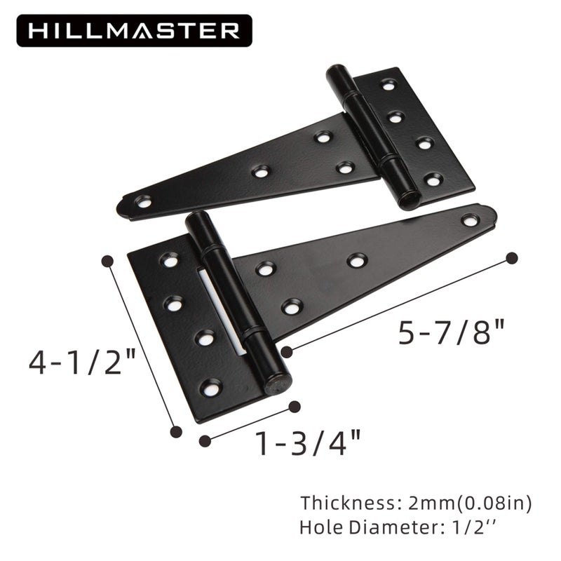 HILLMASTER Heavy Duty Gate Latch Door Handle Hardware Kit for Wooden Fence, Self-Closing Gate Latch with Pull String, Decorative Metal Gate Pull Handle, 2 Pack 6in T-Strap Gate Hinges, Black Finish - Image 4
